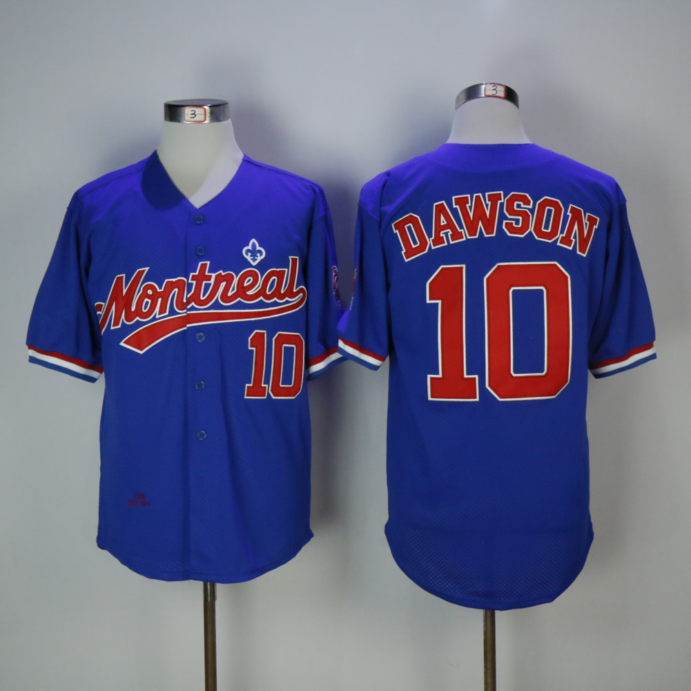 Men Montreal Expos #10 Dawson Blue Throwback MLB Jerseys